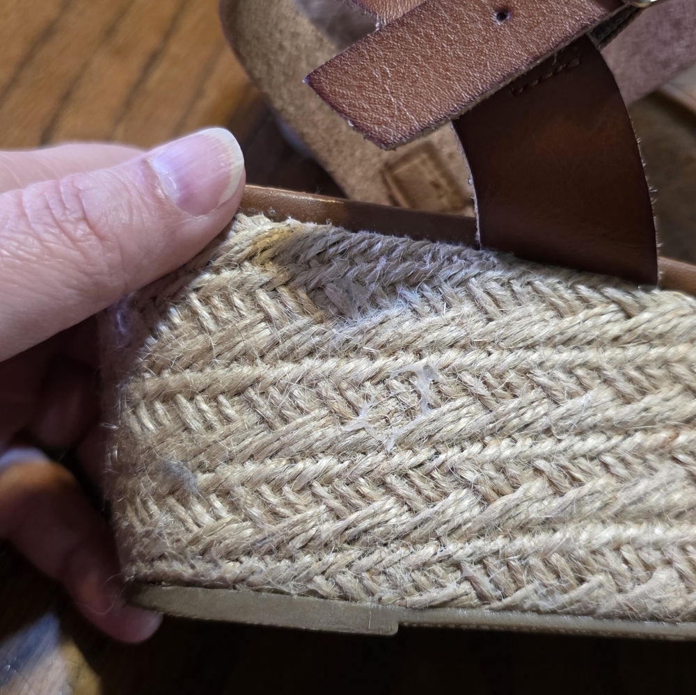 Big Buddha Jute Platform Wedge Espadrille Sandals Cognac Size 9.5 - Picture 8 of 15